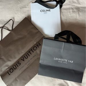 Bundle Paper bags Louis Vuitton, Lafayette and Celine